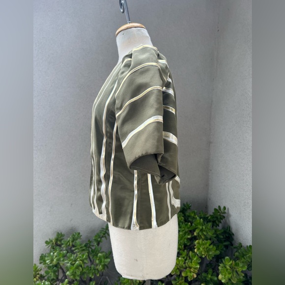 Vintage gorgeous Art to wear olive green jacket top silvers belt XS Terry & Toni - Picture 4 of 11